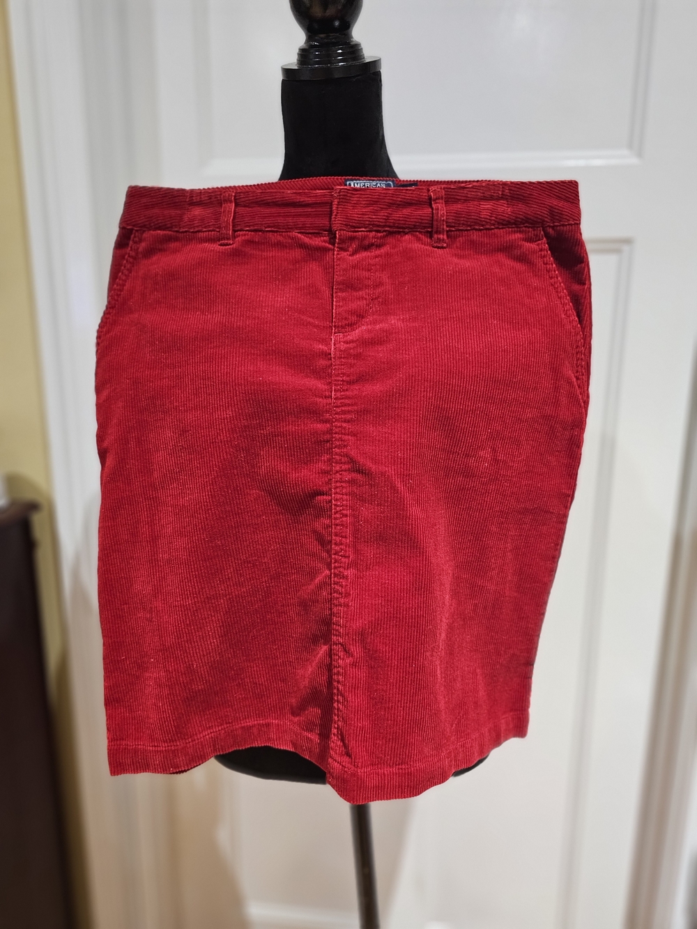 American Living Red Corduroy Pencil Skirt